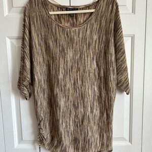 INC International Concepts Brown Ruched 3/4 Sleeve Tunic